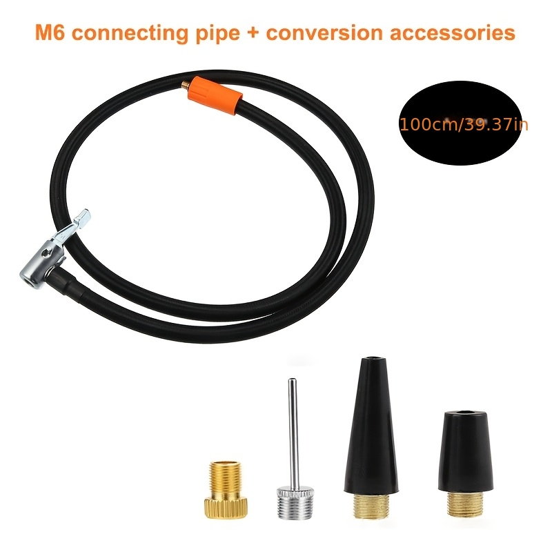 TEMU 100cm Length M6 Thread Specification And 4pcs Conversion Head Additions, Car Air Pump Inflation Tube, Equipped Push-button Connector, Convenient