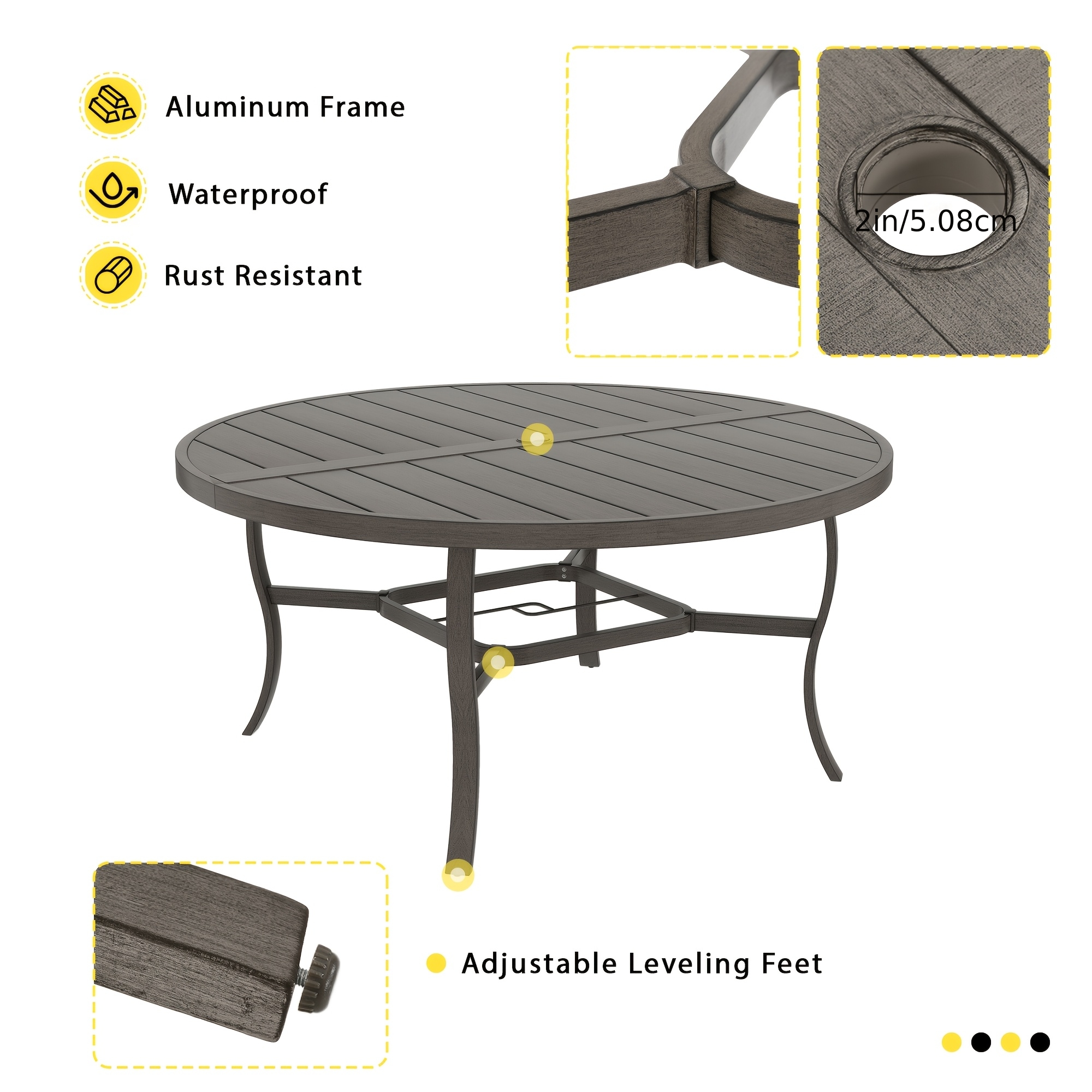 9pcs Aluminum Outdoor Dining Table And Chair Set, Suitable for 8 People, The Set Includes 1 Round Table, 8 Chairs, with Cushions And Back Cushions, Suitable for Outdoor Garden Terrace Furniture Set