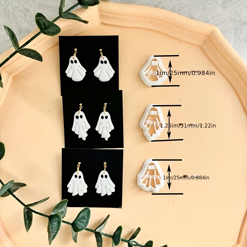 TEMU 3pcs Bohemian & Halloween Polymer Clay Cutter Stencil Templates - 3pcs & Suitable For Handmade Jewelry Making, Diy, Robe Patterns, No Power