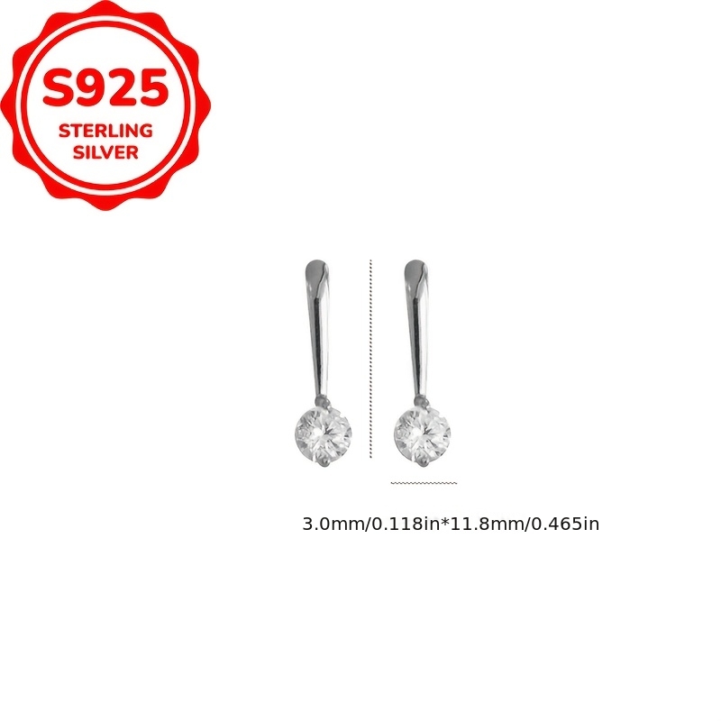 Women's S925 Silver Minimalist Straight Hook Stud Earrings