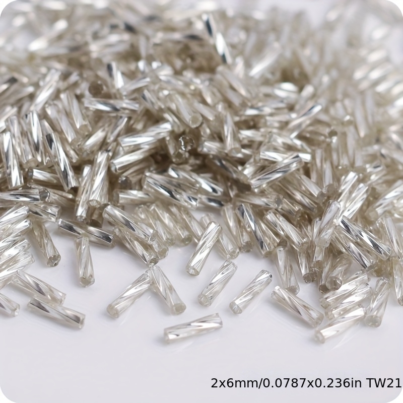 Silvery-filled Glass Twisted Tube Beads, 288pcs for DIY Jewelry Making