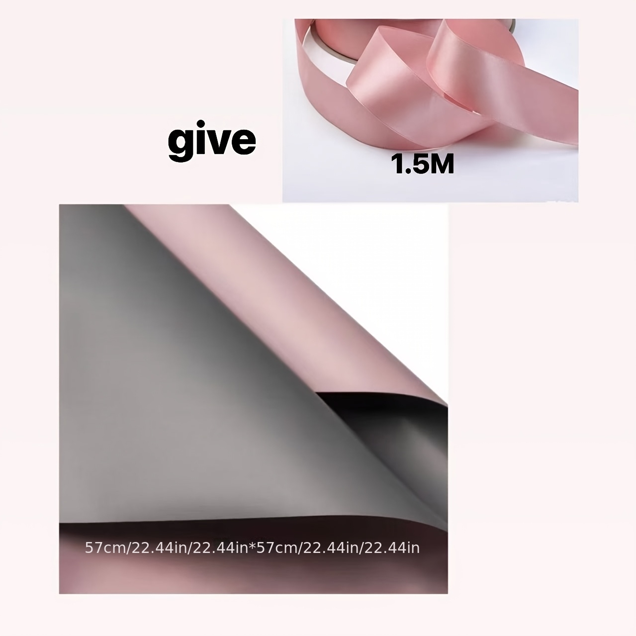 TEMU Hoogwaardig Waterdicht Inpakpapier Tweekleurig Cementgrijs en Nude Roze, 150cm Lint, Bruiloft, Kerstmis, Valentijnsdag, Moederdag, Vaderdag,
