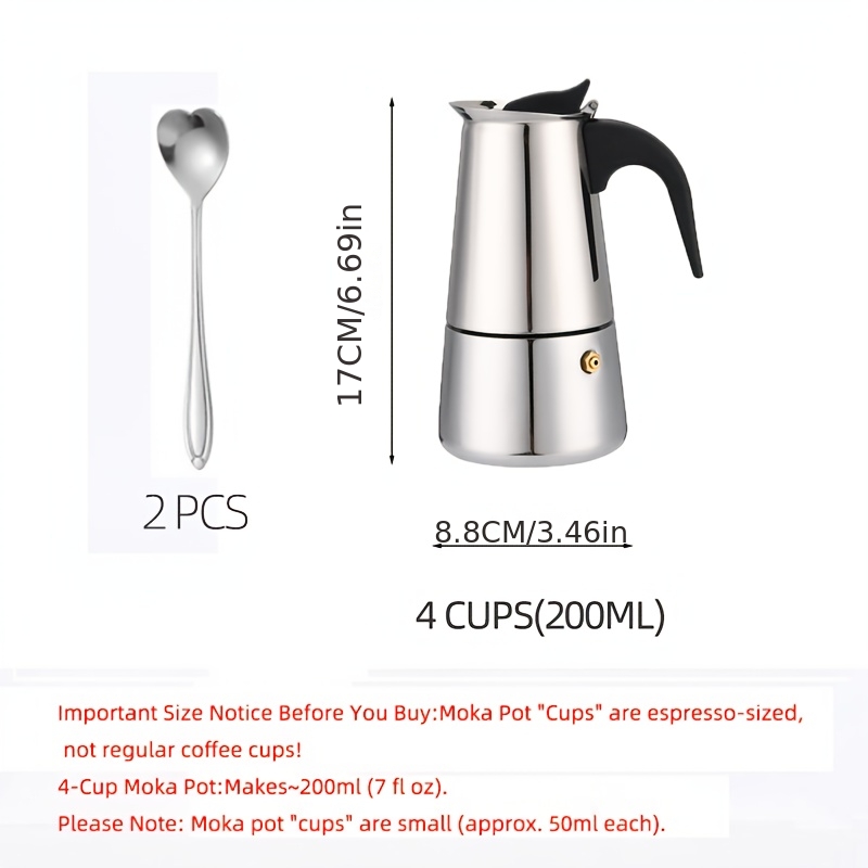 TEMU Stovetop Espresso Maker Stainless Steel Pot Coffee Spoonstove Top Percolator Makers Mocha Greca Machine Cafe Classic Ceramic Cooktops For Home And Camping