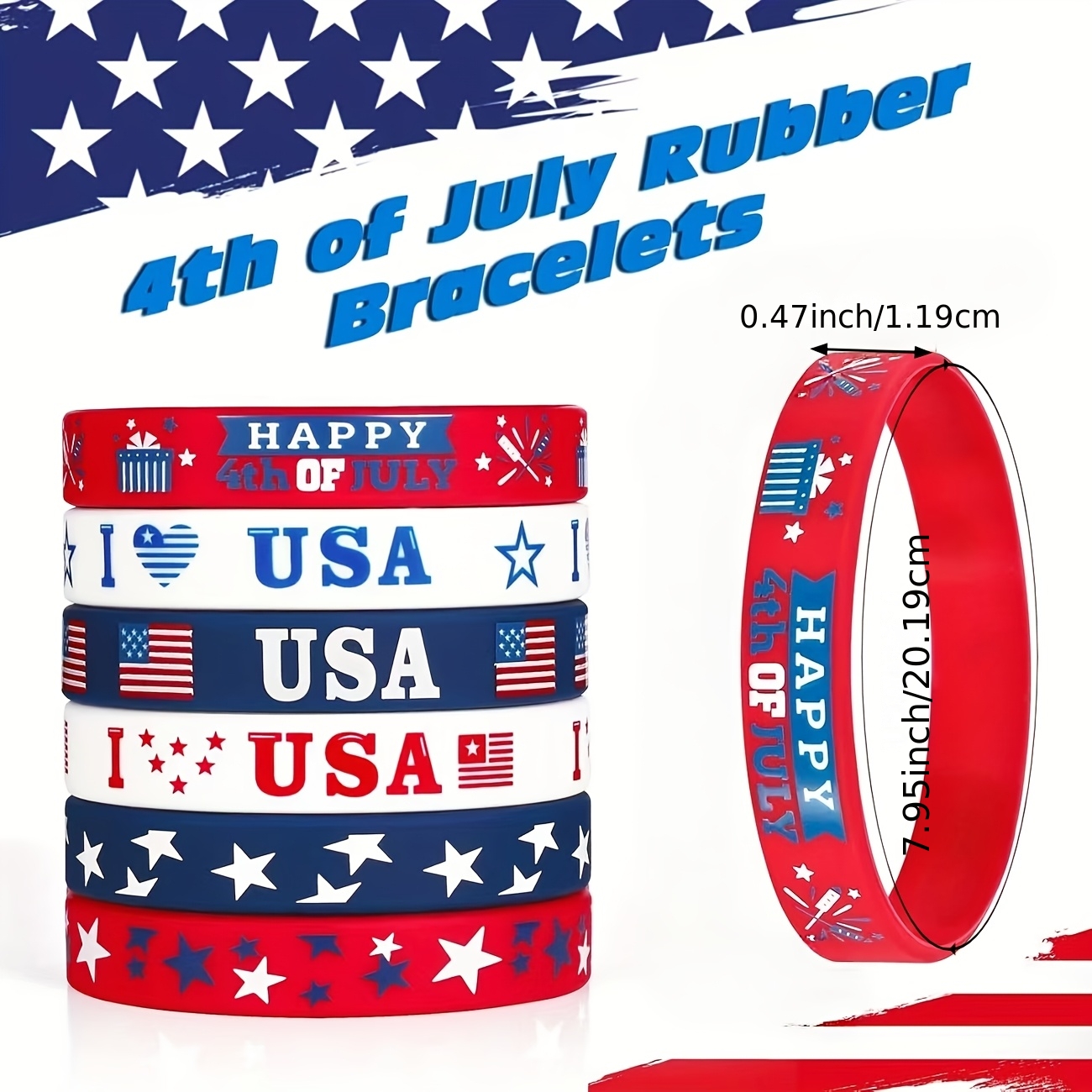 12pc American Independence Day Commemorative Silicone Bracelet Set