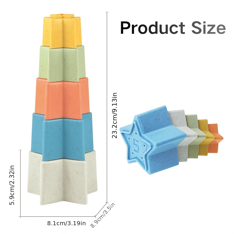 5pcs Star Stacking Cup Set for Bath Time Fun