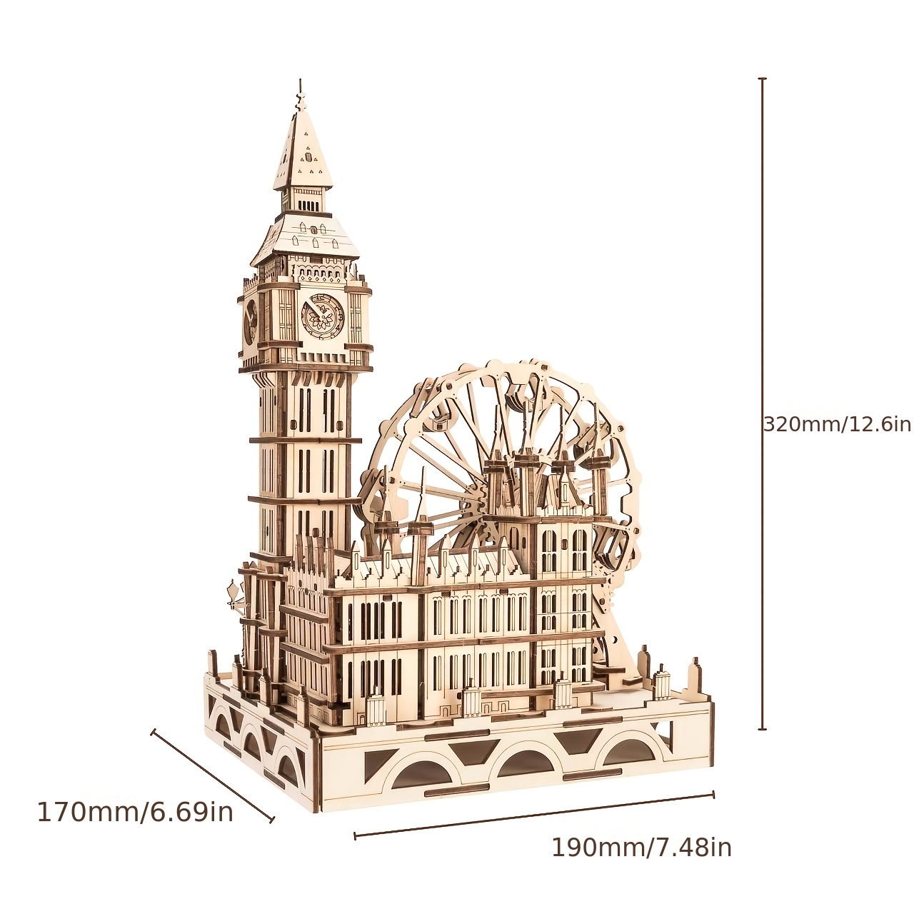 3D Puzzle Holiday Square Clock Tower Ferris Wheel Assembly Model