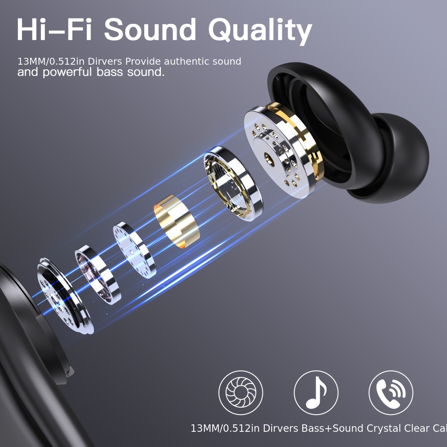 True Wireless Bluetooth Headphones Microphone In Ear