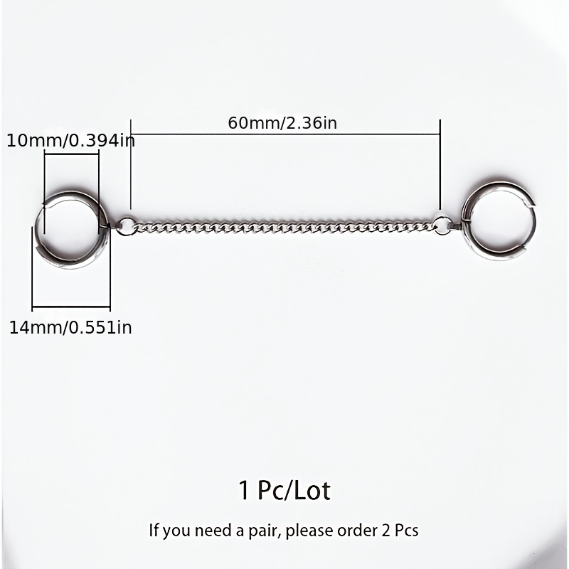 Women's Minimalist Side Chain Double Piercing Stainless Steel Ear Cuff