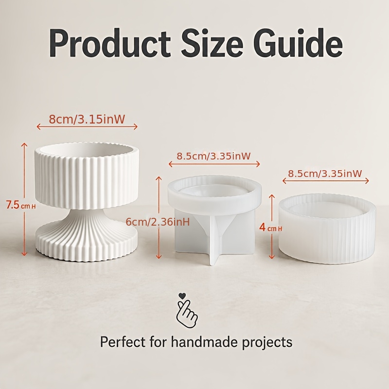 TEMU High-legged Stripe Silicone Mold With Base Suitable For Diy Crafts, Candle Holders, Jewelry & Dried Flower Display, Tea Light Tray, Resin Clay