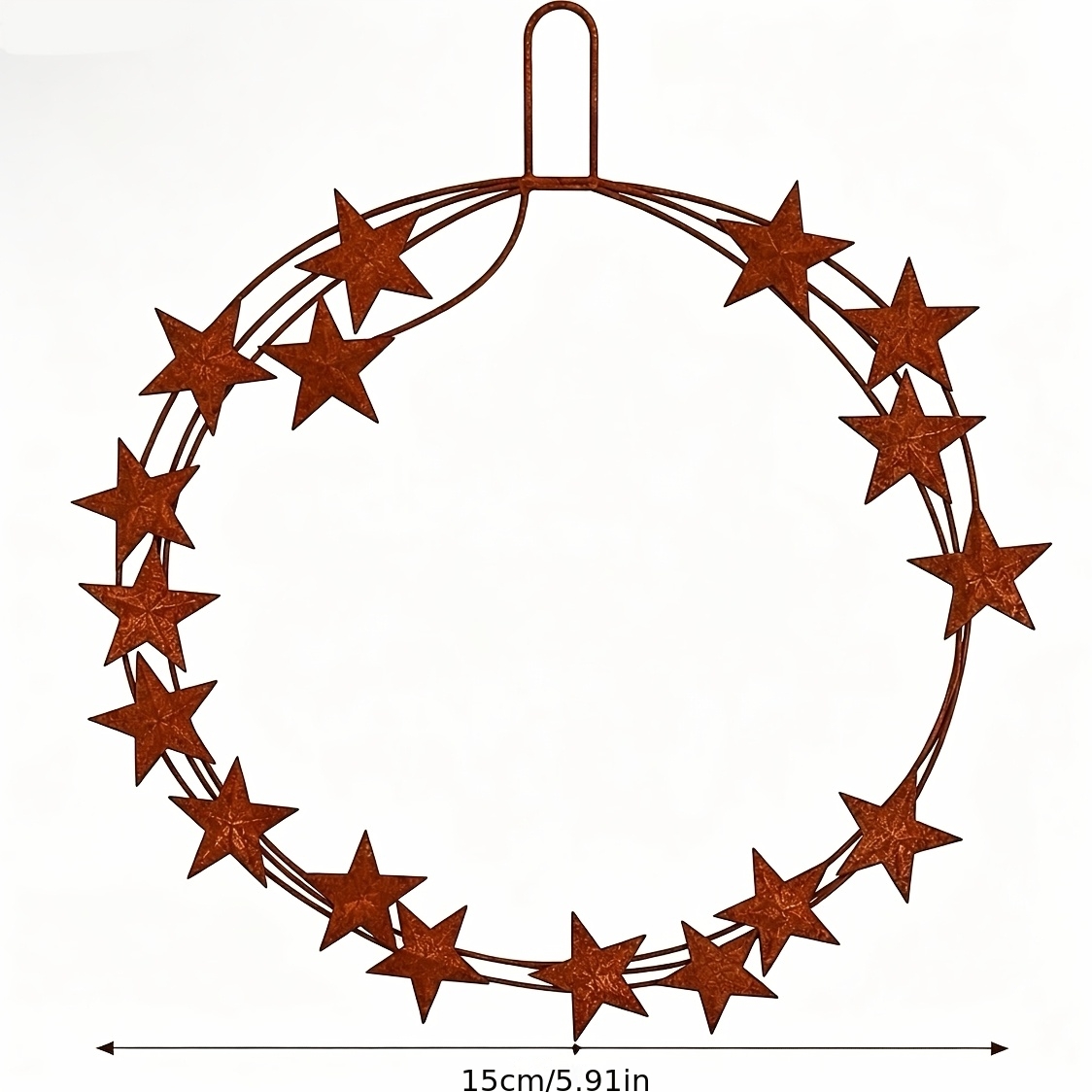 TEMU 【2d Flat】 [2d Flat] Retro Rusty Star Iron Wreath, Distressed Metal Texture, Hanging On Courtyard Fence, Wall, Door And Window, Use, Holiday