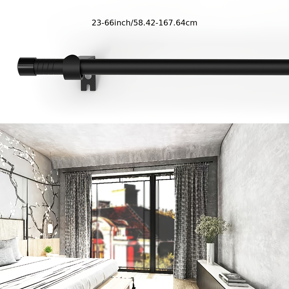 TEMU Simple And Practical Curtain Rod, Suitable For 23-80 Inch Windows, Can Install Curtains, Sheer Curtains, Shower Curtains, Etc., Lightweight