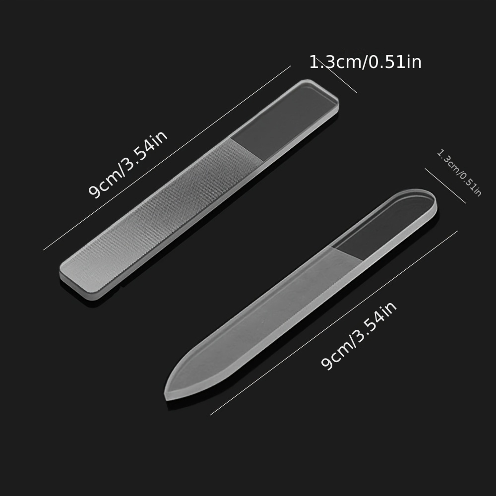 2pcs Set Glass Nail File, Pointed and Square Nail Buffer