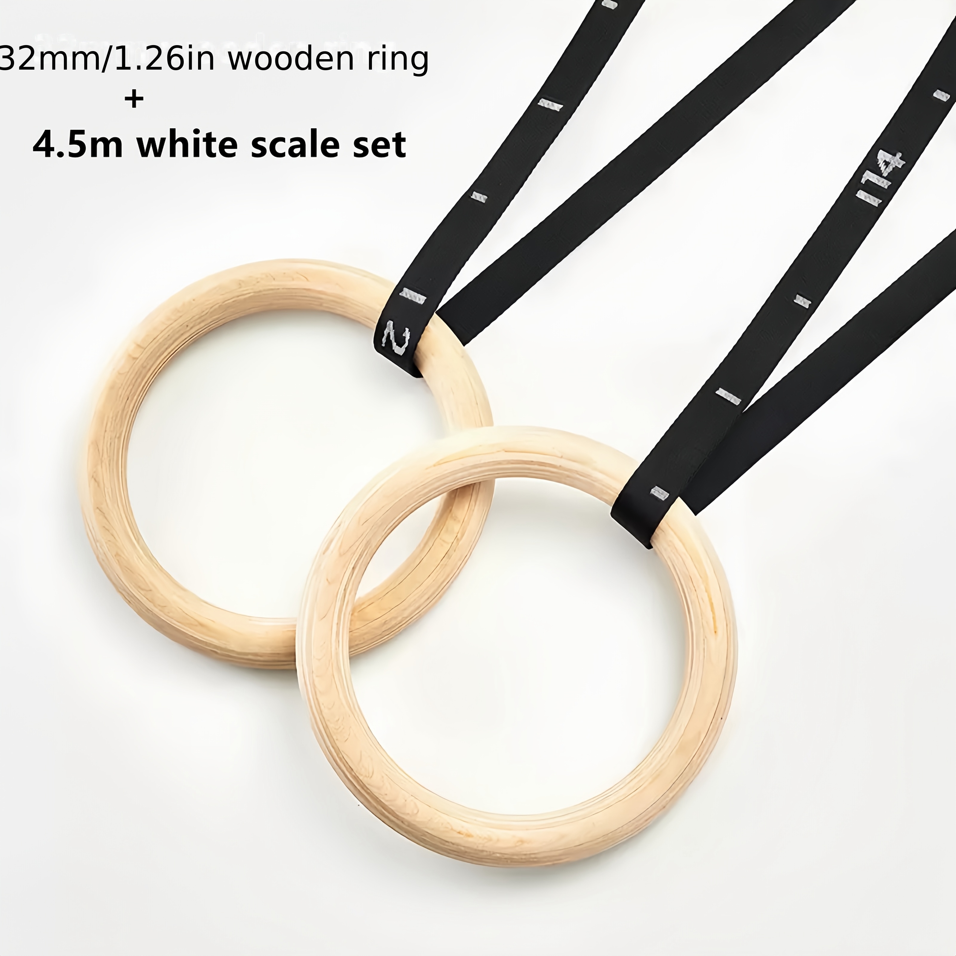 Temu 32mm wooden gymnastic rings with numbered straps