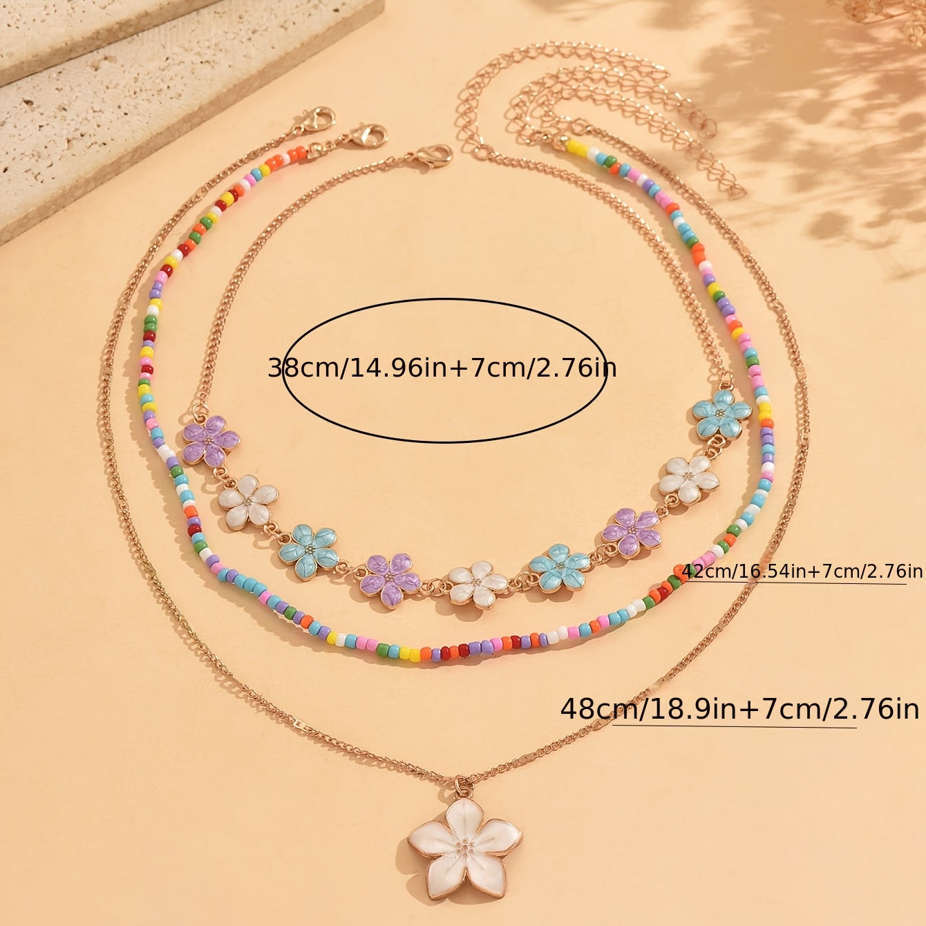 Women's 4pcs Colorful Rhinestone Necklace Set, Layering Style