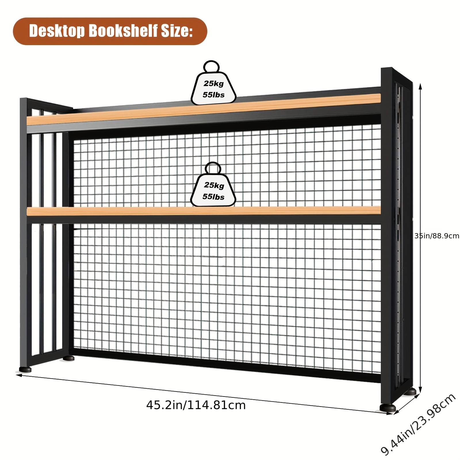 3-tier Wrought Iron Adjustable Desk Bookshelf, Mesh Desk Storage Display Shelf, Modern Desk Organizer Rack, Suitable For Office/kitchen/living Room/library, Standing Shelf