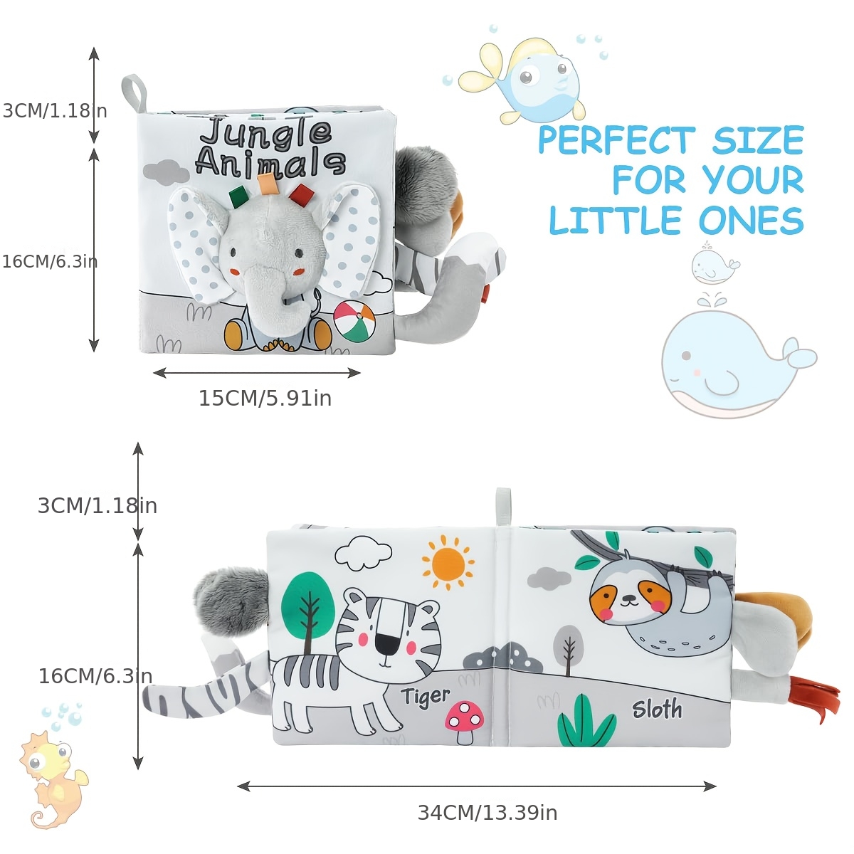 Cloth Books 3D Touch Feel High Contrast Cloth Book, Baby Books Toys for Baby 0-12 Months, Soft Baby Books Touch and Feel Crinkle for Infants Toddler Gifts Toy(Elephant) 3 Cloth Books 3D Touch Feel High Contrast Cloth Book, Baby Books Toys for Baby 0-12 Months, Soft Baby Books Touch and Feel Crinkle for Infants Toddler Gifts Toy(Elephant) - Image 3