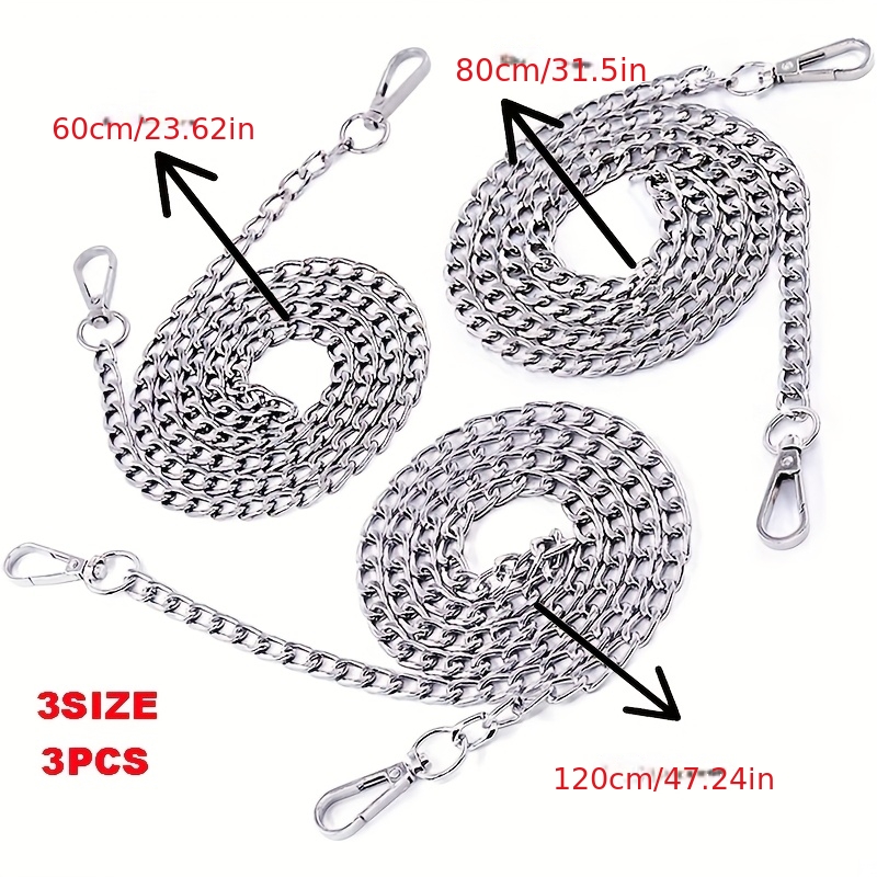 E-shop 3er-Set Moderne 47-Zoll Ersatz-Flachkettenriemen mit Schnalle, Ideal für DIY Metall Schulter- Umhängetaschenketten, 3 verschiedene Größen, DIY