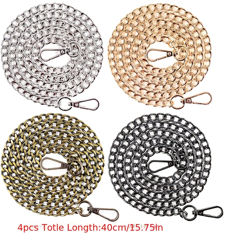 TEMU Lot de 4 pièces de bracelets à chaîne plate de rechange de luxe avec boucle, compatibles avec les sacs à bandoulière simple épaule, sacs à main