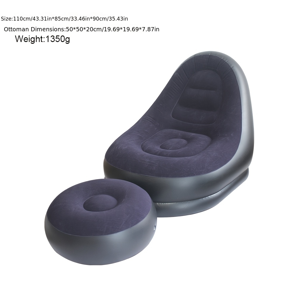 TEMU Foldable Air Sofa Chair With Footrest; Soft And Leisure Lounger; Portable For Outdoor Use, Suitable For Lying And Sleeping; Single-person