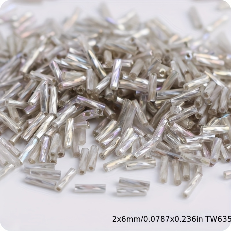 Silvery-filled Glass Twisted Tube Beads, 288pcs for DIY Jewelry Making