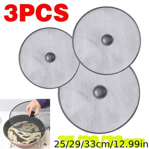 pack of 3pcs knob kitchen frying pan splatter screen protective lid