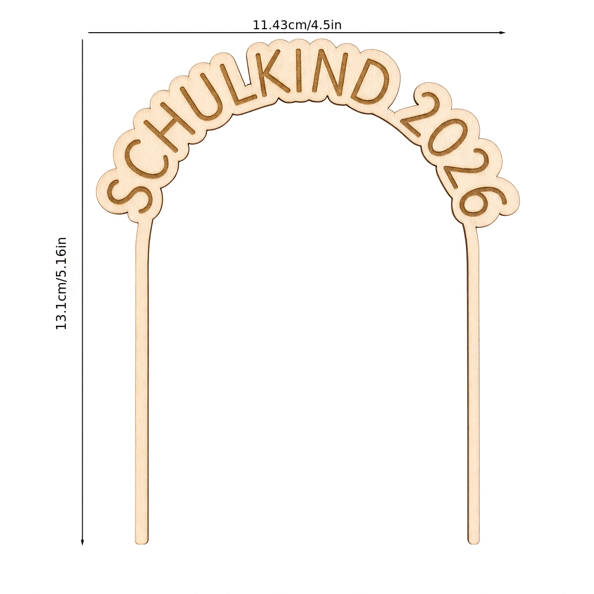 Image of 1pc Arch Schulkind 2026 German School Wooden Cake Topper, Start Day Of School Wooden Cake Decoration For 2026 Schulkind Back To School Party Cake Decoration Party Supplies，halloween，christmas