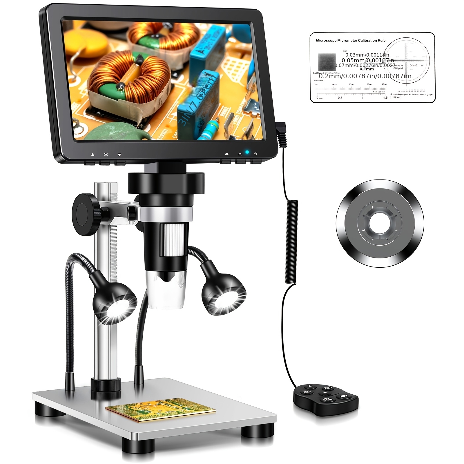 TEMU Digital Microscope With 7inch Ips Screen 1200x Hd Coin Microscope For, Pcb Repair, Soldring Microscope With Lights, Pc View, 32 Gb