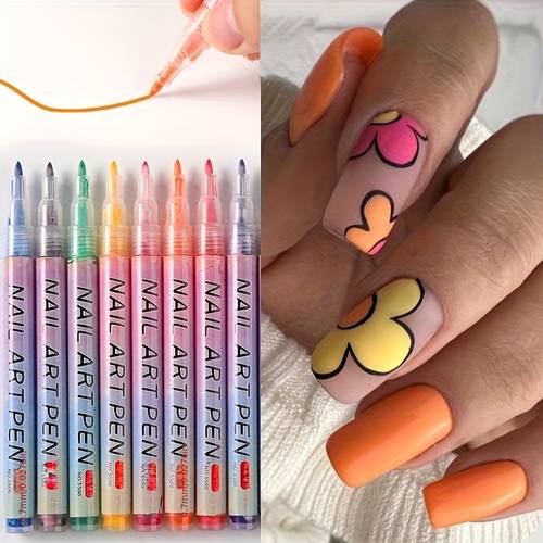 4 pack nail art markers pens compatible for dot art gradient non fading smudge resistant ink random color with smooth application for nail artists pedicures professional diy