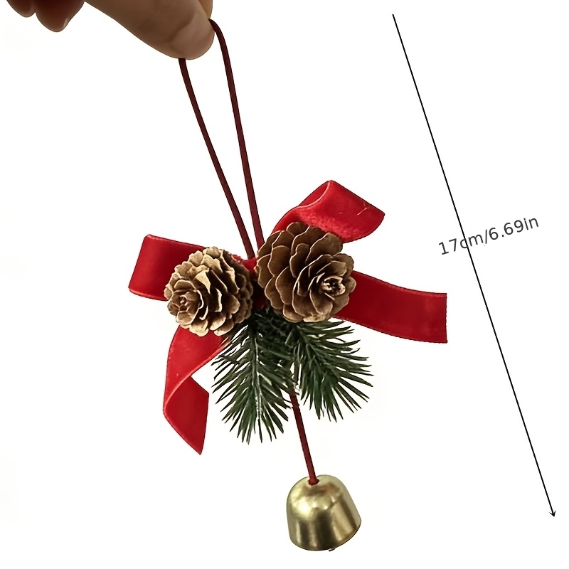 TEMU Christmas Bell Bow Decoration Hanging Ornament, Door Handle Hanging Pendant, Christmas Wreath Gift, Pine Cone Tower Hanging Ornament, Christmas