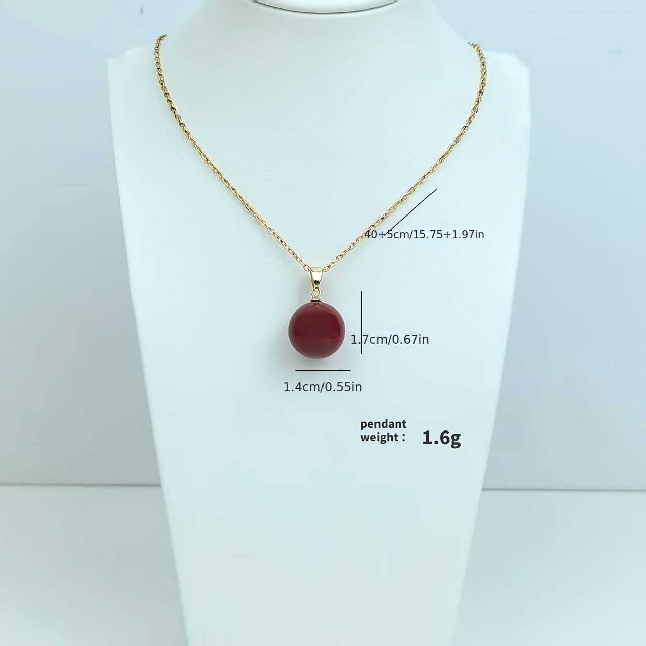 TEMU Collier avec pendentif de perles rondes rouges vintage, chaîne clavicule fine dorée polyvalente pour les quotidiens, pour femmes