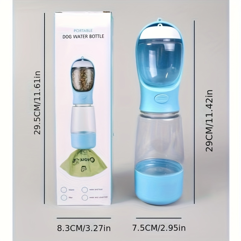 a portable outdoor pet water and food cup for walking dogs   in one outdoor pet water and food container a dog water bottle a dog treat bag a pet   dog snacks pet lunch dog food dispenser dog water dispenser dog feeder Product details 3
