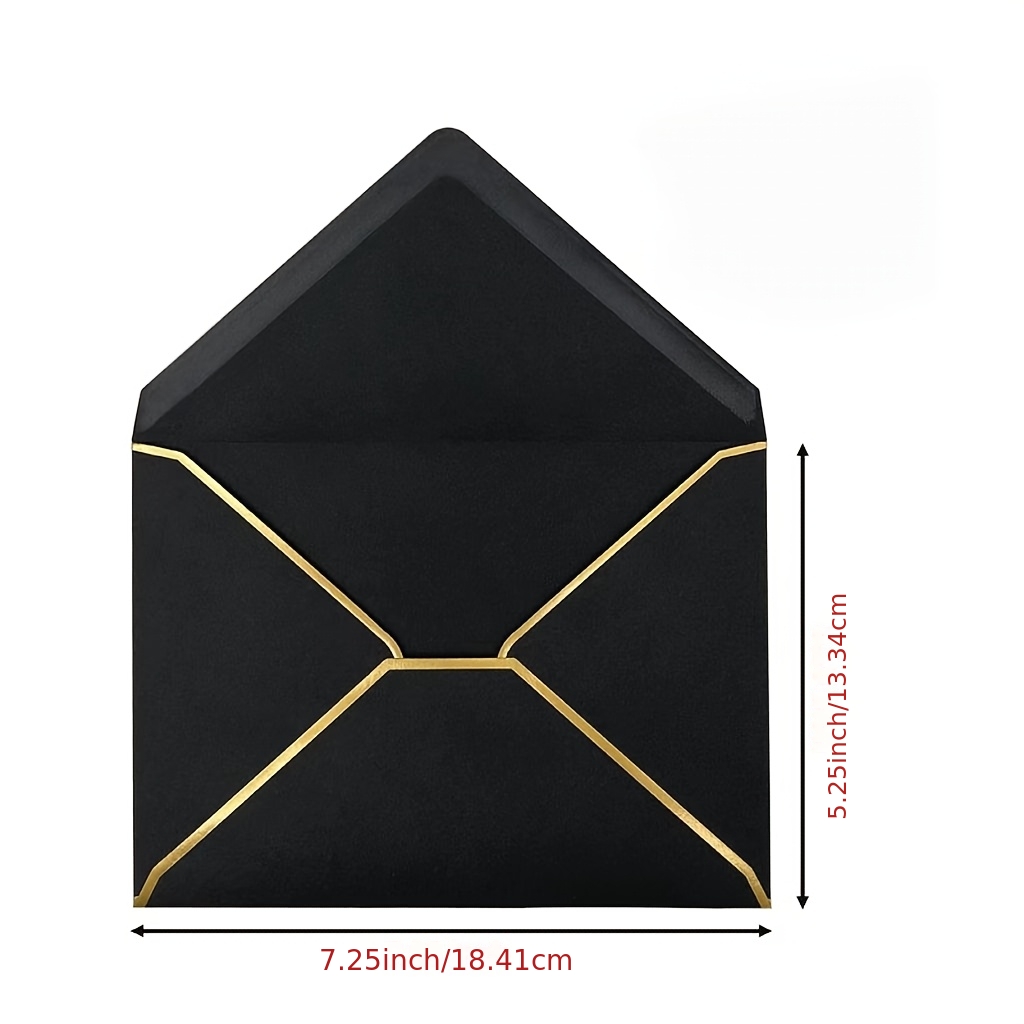 TEMU 20pcs Black Envelopes With Border, Premium Double Offset Paper, Luxury Business Envelopes For Wedding, Birthday, Party Invitations, Greeting