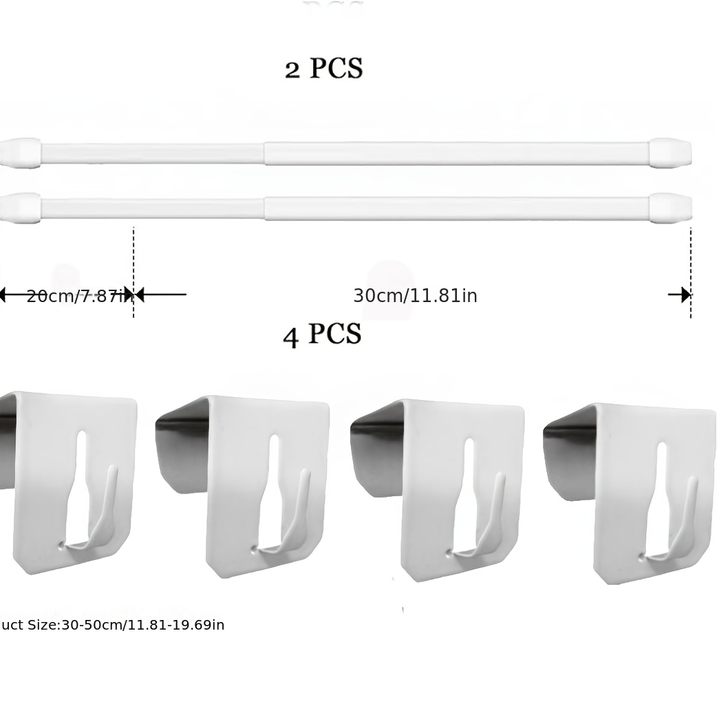 TEMU 2/4/6 Stück Weiße Metall- Teleskopstangen geeignet für Badewanne - Strapazierfähige, verstellbare Länge (30-50cm/40-70cm/50-90cm/80-120cm) mit