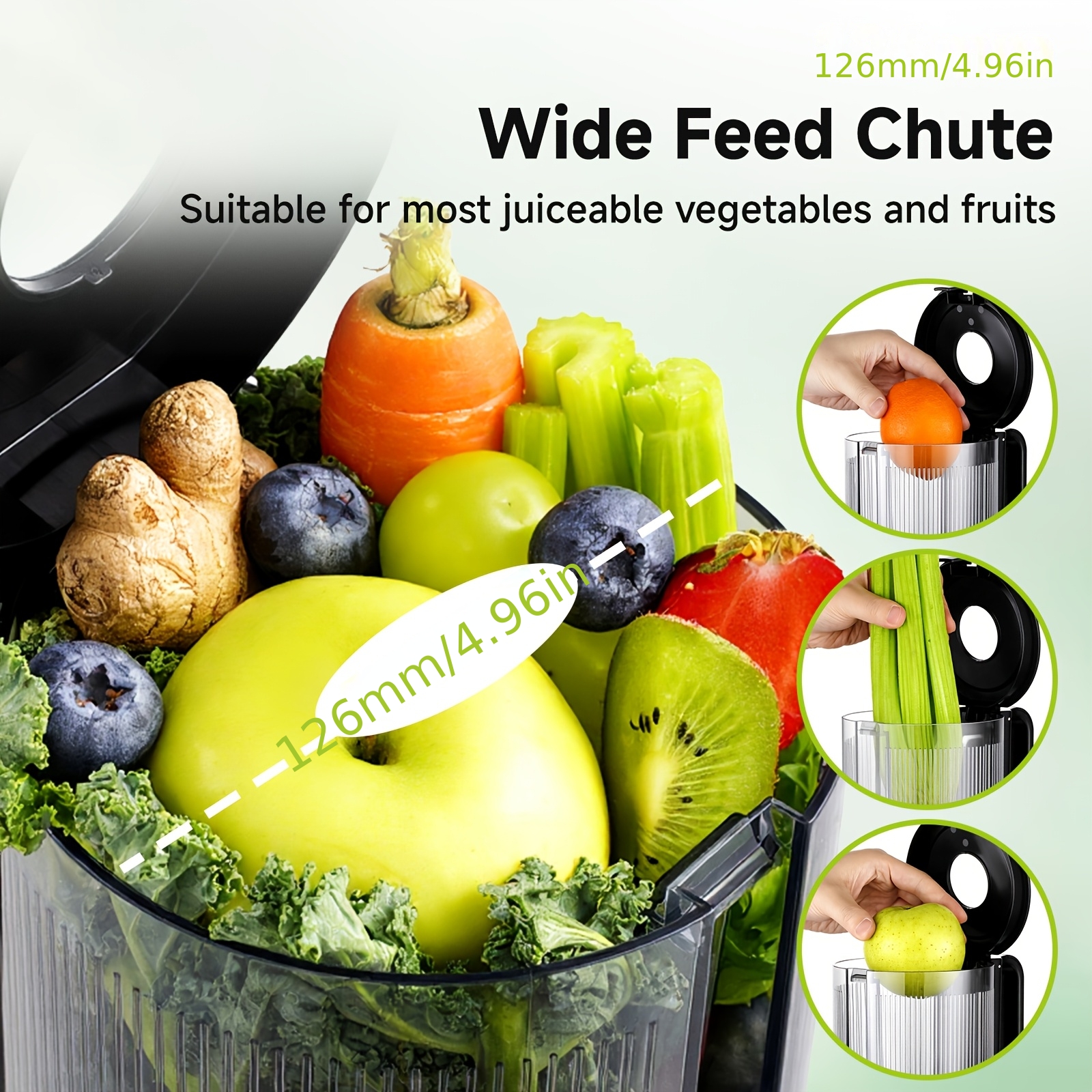 AMZCHEF Slow Juicer with Extra-Wide Feed Chute