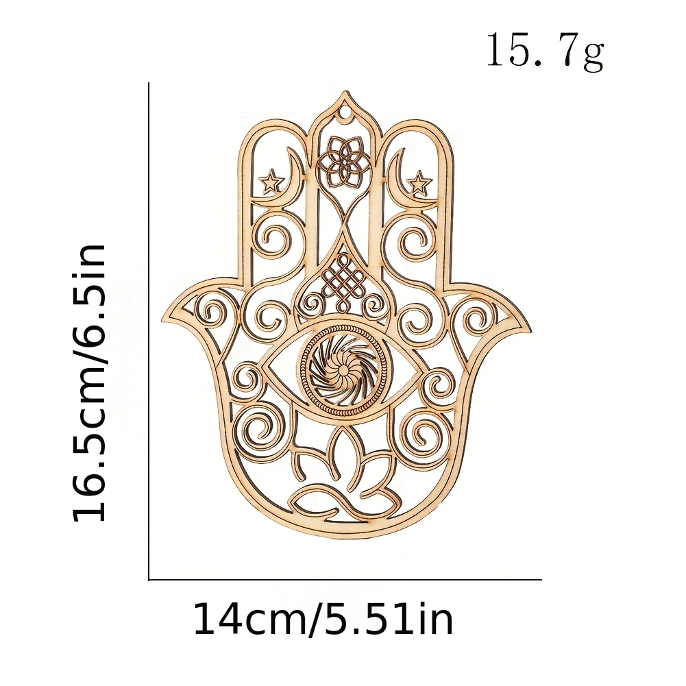 Image of Wooden , Coaster, Meditation Ornament, Palm Wooden Piece Decoration, Hollow Wooden Cushion, Fatima Hand, Egyptian Talisman