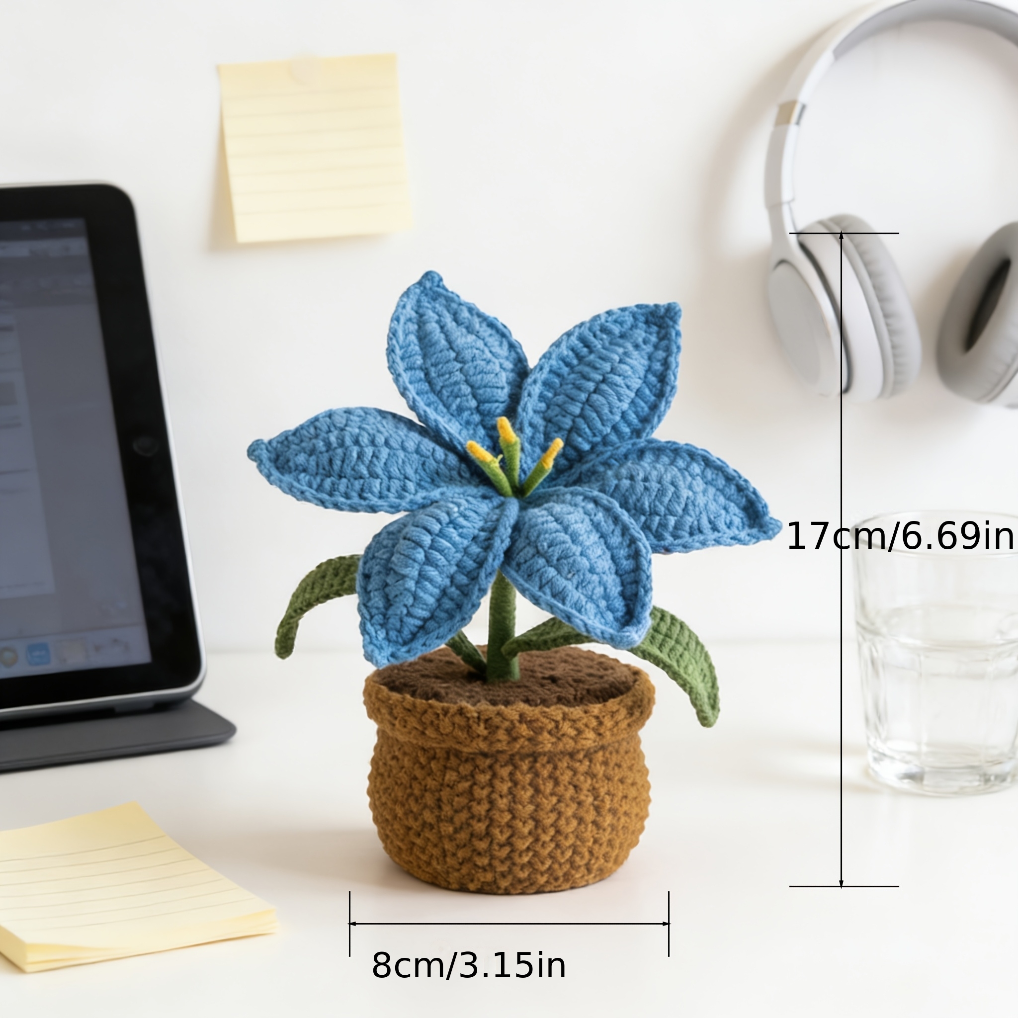 Plante lys crochetée en pot décoration florale intérieure_voghion.com
