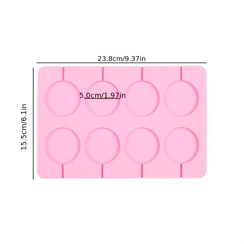 TEMU 8 Cavity Round Lollipop Mold Tray, Reusable Candy Making Mould For , Chocolate, Jelly, Diy Baking Tool For Home Party Treats Back To School