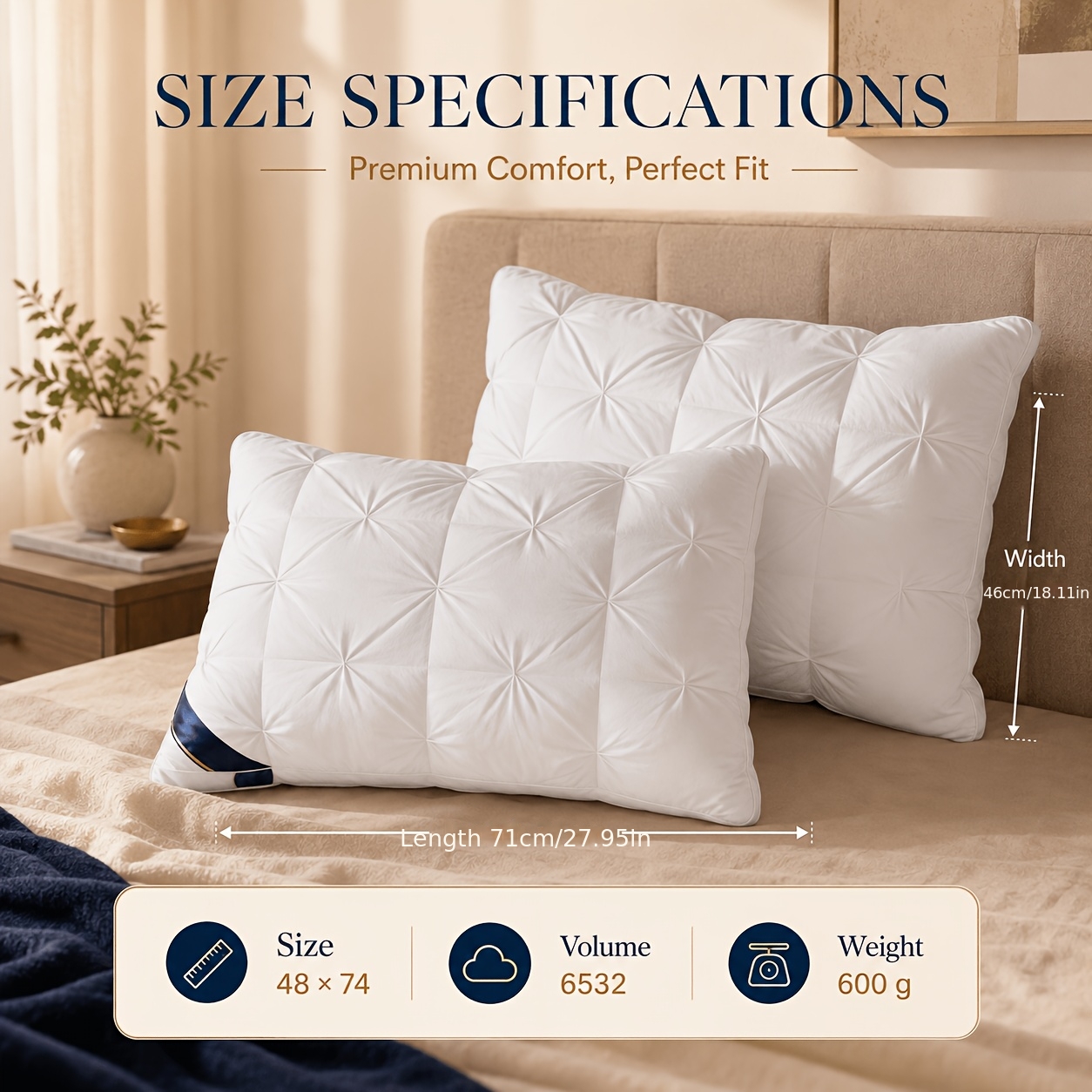TEMU 2pcs Luxury 5- Hotel , Home Use, Deep Sleep, High Elasticity, No Sagging, Neck Support