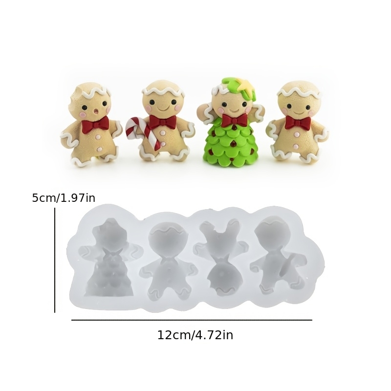 TEMU 1pc/4pcs Resin Silicone Molds, 4pcs Christmas Gingerbread, Candle Decorations, Silicone Molds, Home Desktop, Christmas Atmosphere Decorations,