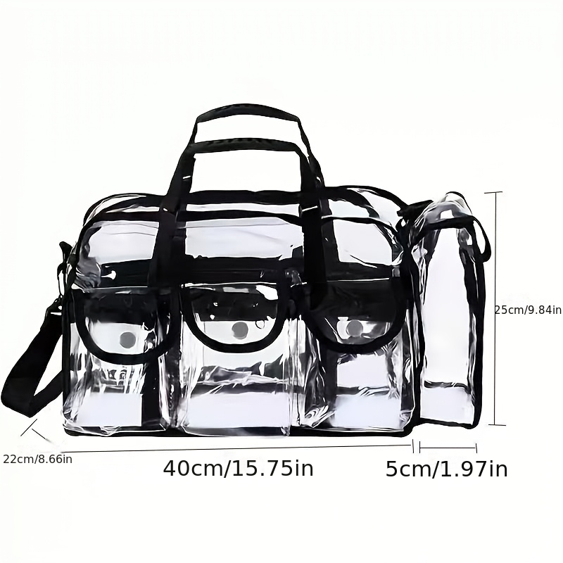 TEMU Transparent Pvc Large Capacity Makeup Bag, Outdoor Travel Toiletry Beach Bag, Shoulder Style Cosmetic Organizer
