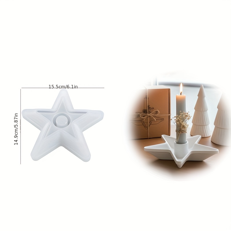 TEMU Clay Molds, Star And Five-pointed Candlestick Ornaments, Home Desktop Atmosphere Decoration, Festival Gifts, Resin Gypsum Candles, Handicrafts,