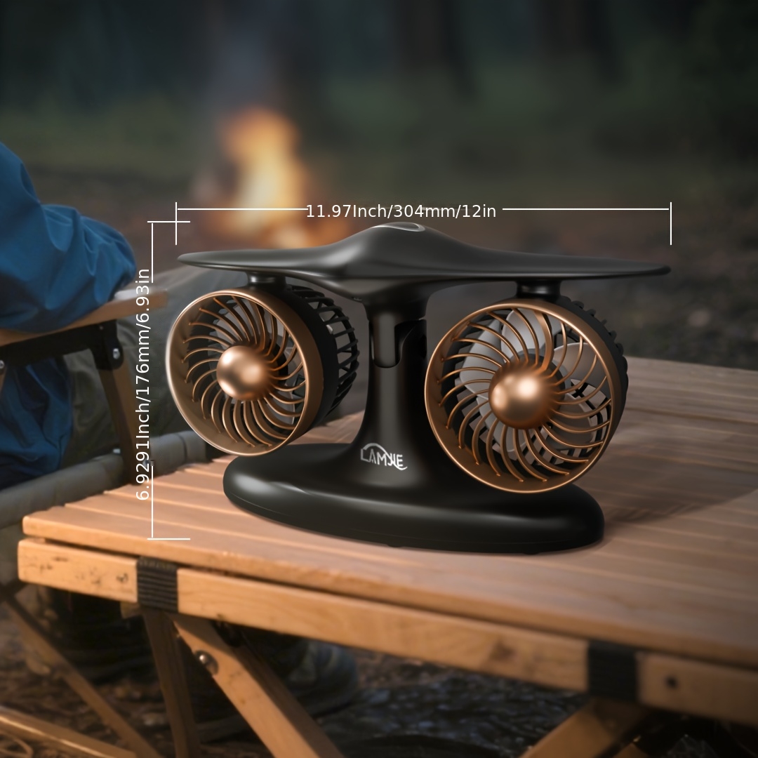 TEMU 8000 Mah Camping Fan, A Fan Batteries, Led Light For Hiking And Camping, Usb Fan With 4 , Portable Outdoor Fan With A Hook, Suitable For Power Outages And Construction Sites