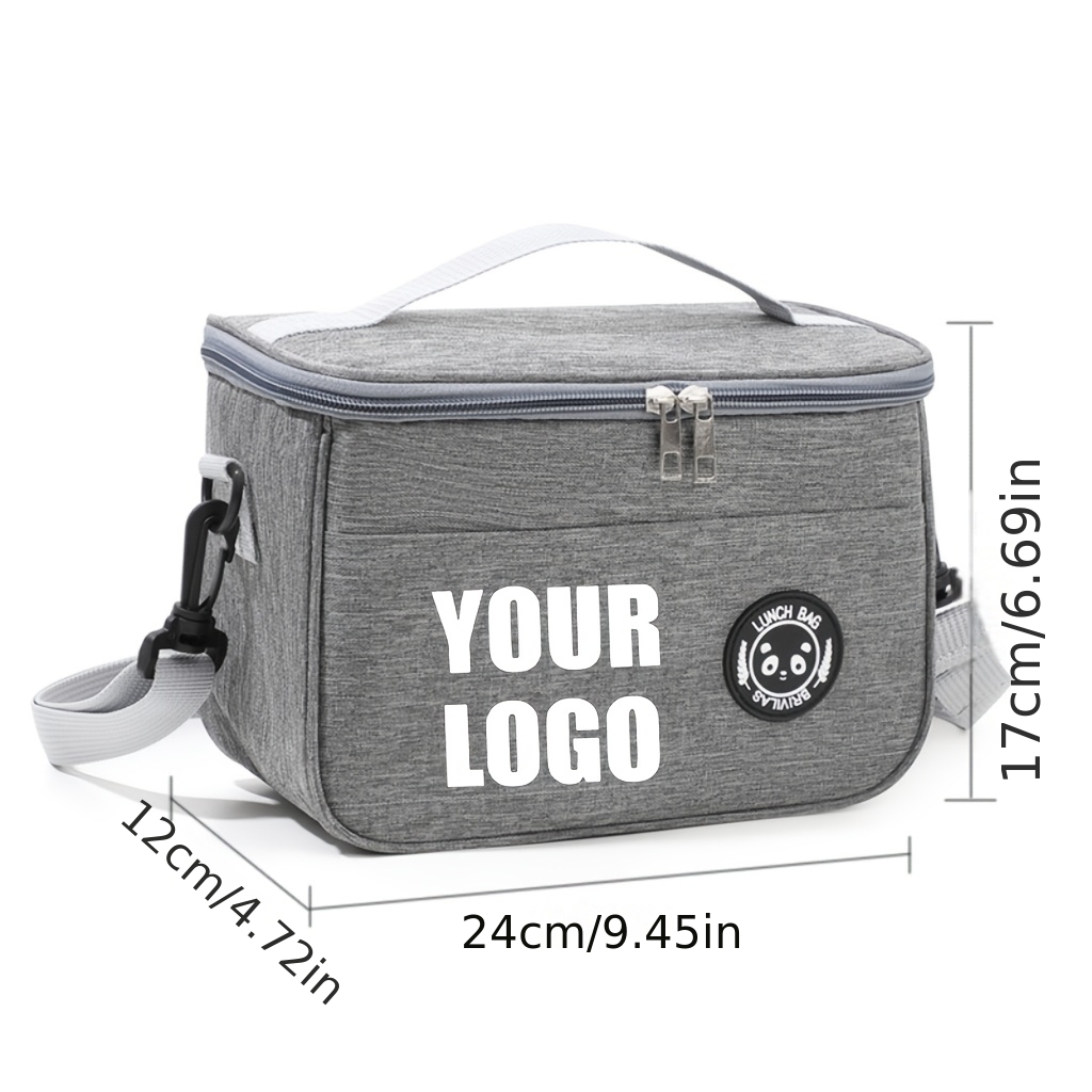 TEMU Custom Print Logo Text Photo Icon Insulated Lunch Bag Lunch Box Bag Lunch Tote Bag Zipper Closure Lunch Bag Large Capacity Crossbody Strap