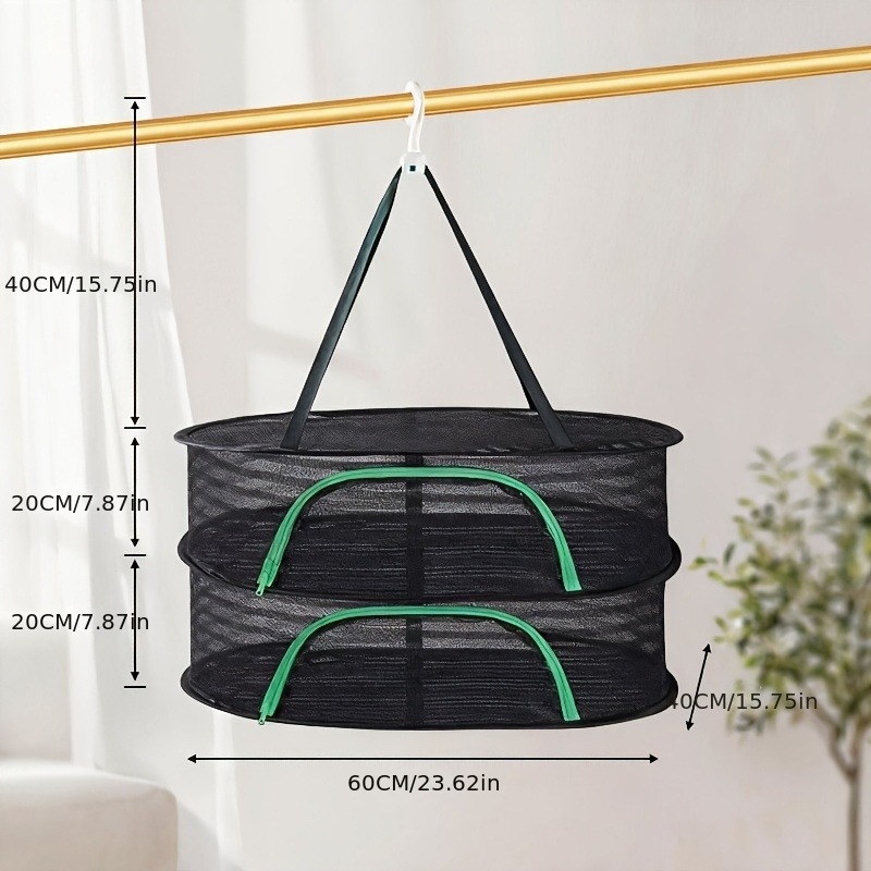 TEMU 2-tier Multi-functional Drying Rack, Heavy-duty Foldable Drying Rack With Zipper Closure - Space-saving Mesh Dryer, Foldable Kitchen And Garden