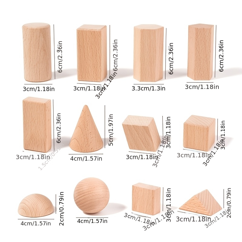Wooden Building Block Set with Geometric Shapes