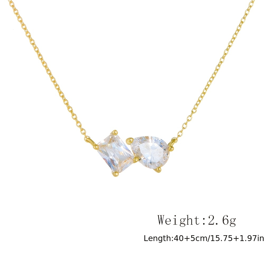 Women's Geometric Zirconia Necklace with 14K Golden Plating