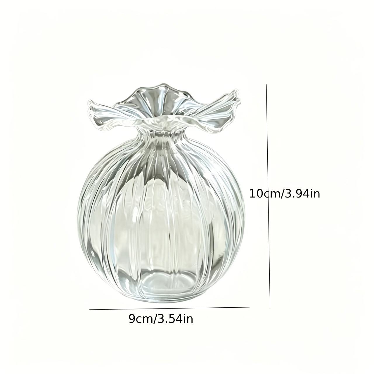 TEMU 1pc Transparent Glass Small Vase, Wavy Rose-shaped Floral Container, Fresh And Minimalist Hydroponic Flower Vase, Suitable For Home Decoration,