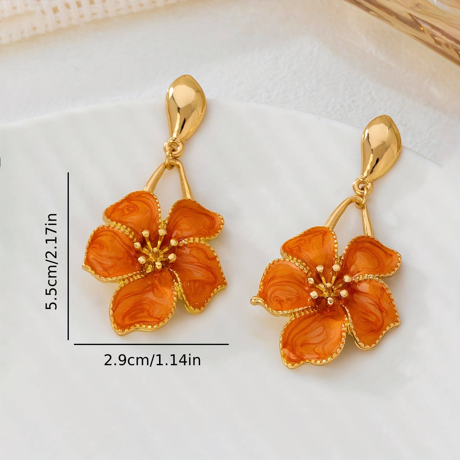 A Pair Of Fashionable Hanging Earrings For Women, With A Seaside And Elegant Temperament. Drip Oil Flower Pendant Earrings Are Suitable For Women'/ Date/ Travel And Vacation Wear, And