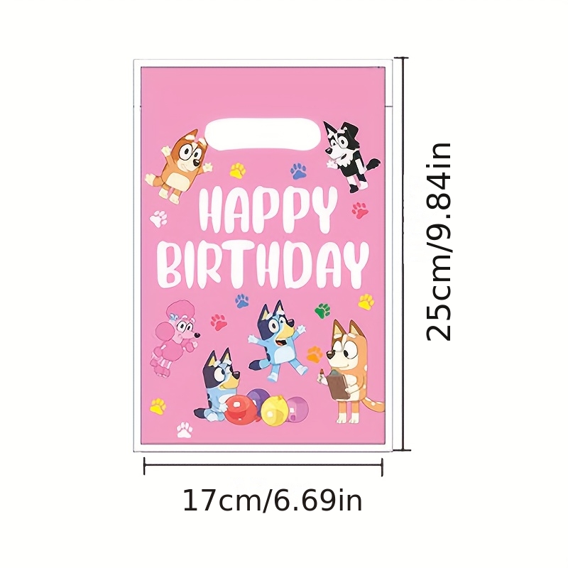 E-shop Geschenk für Sie/Ihn BLUEY 10 Stück Pinke Party Geschenktüten für Geburtstagsdekorationen mit Cartoon Hunde Partyzubehör