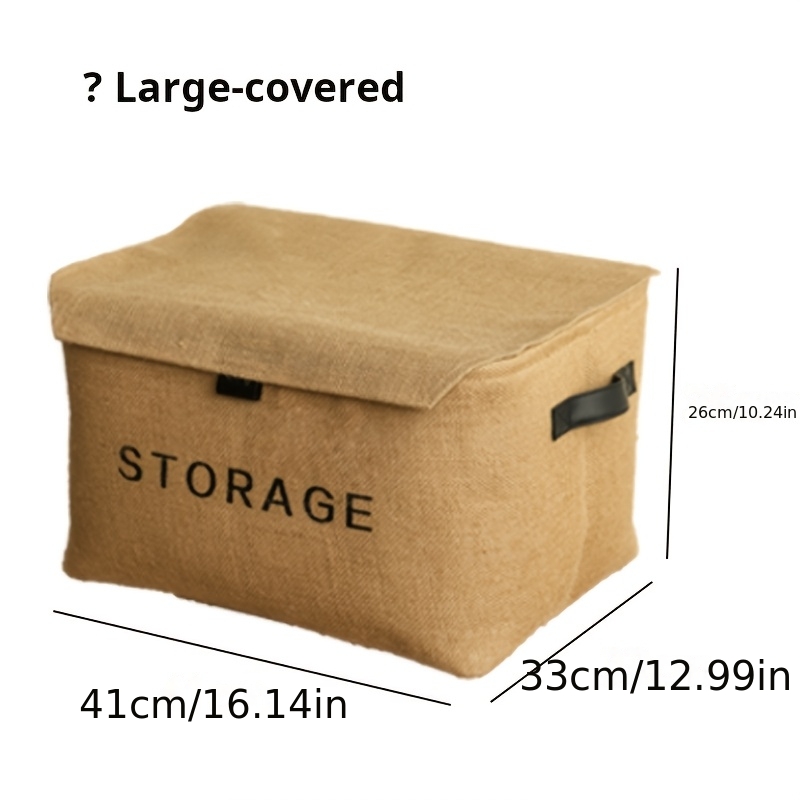 TEMU Docoxo Natural Jute Storage Basket With Lid - Bohemian Large & Medium Woven Organizer Bin, Thickened Suitable For Clothes, Blankets,, &
